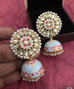 Boucles d'oreilles vintage Polki les plus attrayantes, bijoux en argent sterling plaqué rhodium pour cadeau de mariage - Product Image 2