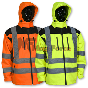 Chaqueta DE SEGURIDAD reflectante impermeable de poliéster de alta visibilidad 100% con cremallera chaqueta de seguridad de manga completa para hombres - Product Image 1
