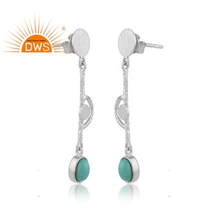 Pendientes de plata de ley 925 con gema Natural de color turquesa, joyería fina colgante para mujeres - Product Image 3