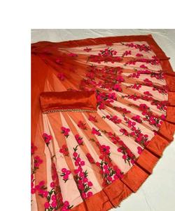 Vêtement Ethnique Vêtement de Fête Traditionnel Indien Broderie Saree en Soie avec Blouse ApparelGarment - Product Image 2