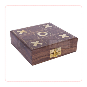 Wooden Tic Tac Toe Knick Knack Decorative Accent <b>Game</b> Set Zero Cross Board <b>Game</b> Tabletop Home Decor Collectible for Kids Adults - Product Image 1