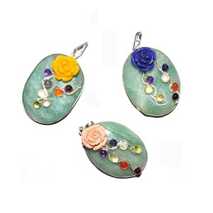 Wholesaler of Green Aventurine Fancy Chakra Oval Pendants : Green Aventurine Fancy Chakra Oval Pendants for Sale - Product Image 1