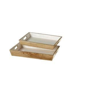 Top Trending Hotel Restaurantes Catering Uso de servicio Comida Ensalada y fruta Juego de dos bandejas de madera para servir Equipo de catering - Product Image 1