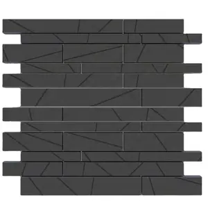 Kit de mosaïque de perles noires, dosseret à mosaïque de perles, carré Hexagonal linéaire, en porcelaine décorative, carrelage mural, 300x300mm