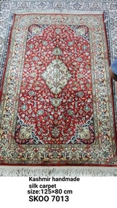 Alfombras de seda de Cachemira hechas a mano, Alfombras anudadas a mano para sala de estar - Product Image 2