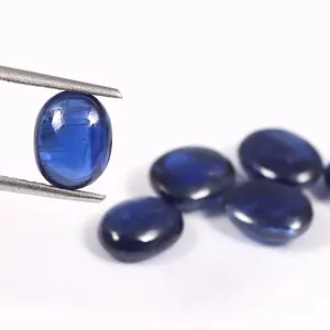 Mavi kiyanit 6*4mm oval pürüzsüz cilalı cabochon için iyi kalite taş yapımı için değerli taş mücevher iki tarafı cilalı taş cabs