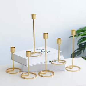 Modern Brass <b>Candle</b> <b>Stick</b> <b>Holder</b> Set Gold Color Home Decoration Durable Metal Design - Product Image 1