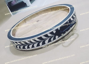 Bandeja de servicio con incrustaciones de hueso de resina de calidad superior, bandeja decorativa de granja de forma cuadrada para desayuno, cena, sala de estar - Product Image 2