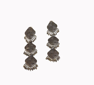 New Designed Artificial handmade brass silver look alike stud earings for women and girls - Product Image 1