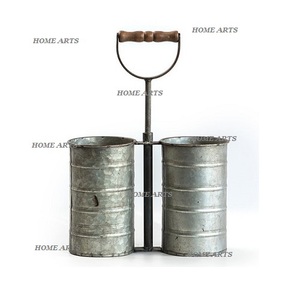 Porte-couverts galvanisé au design tendance avec poignée en bois, qualité supérieure, forme ronde, porte-couverts en Inde - Product Image 3