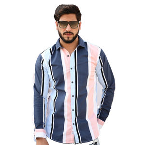 Camisas informales de playa completas para hombre personalizadas de importación Premium al por mayor, Polo transpirable estampado de algodón 100% teñido de talla grande ajustado - Product Image 1