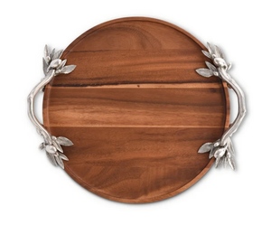 Plateau de service en bois à poignée de machine à écrire, plateau de service en bois, couleur marron, design moderne, pour service en bois, 1 pièce - Product Image 1