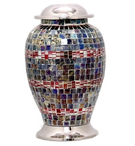 โกศบรรจุอัฐิแบบกระจก ดีไซน์โมเสก สำหรับผู้ใหญ่ งานฝีมือ โกศโลหะตกแต่ง - Product Image 3