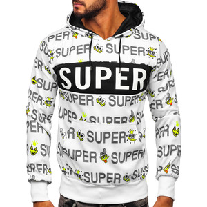 Sudaderas con capucha de tela polar para hombre, jersey con estampado personalizado, color blanco - Product Image 3
