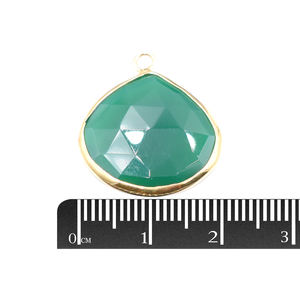 Onyx vert en forme de coeur lunette en argent sterling 925 pendentif plaqué or fabrication de bijoux faite à la main - Product Image 3