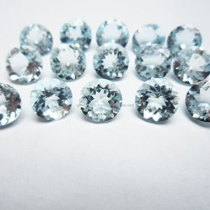 Piedra Natural de Aguamarina de corte redondo de 10MM, piedra preciosa suelta de alta calidad, piedra preciosa de Aguamarina para accesorios de joyería DIY OEM - Product Image 1