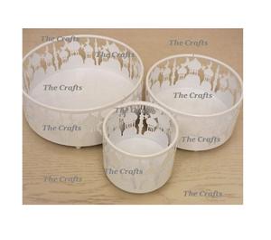 Ensemble de trois plateaux islamiques en métal poli or de différentes tailles de forme ronde plateau de Ramadan pour accessoires de table - Product Image 4