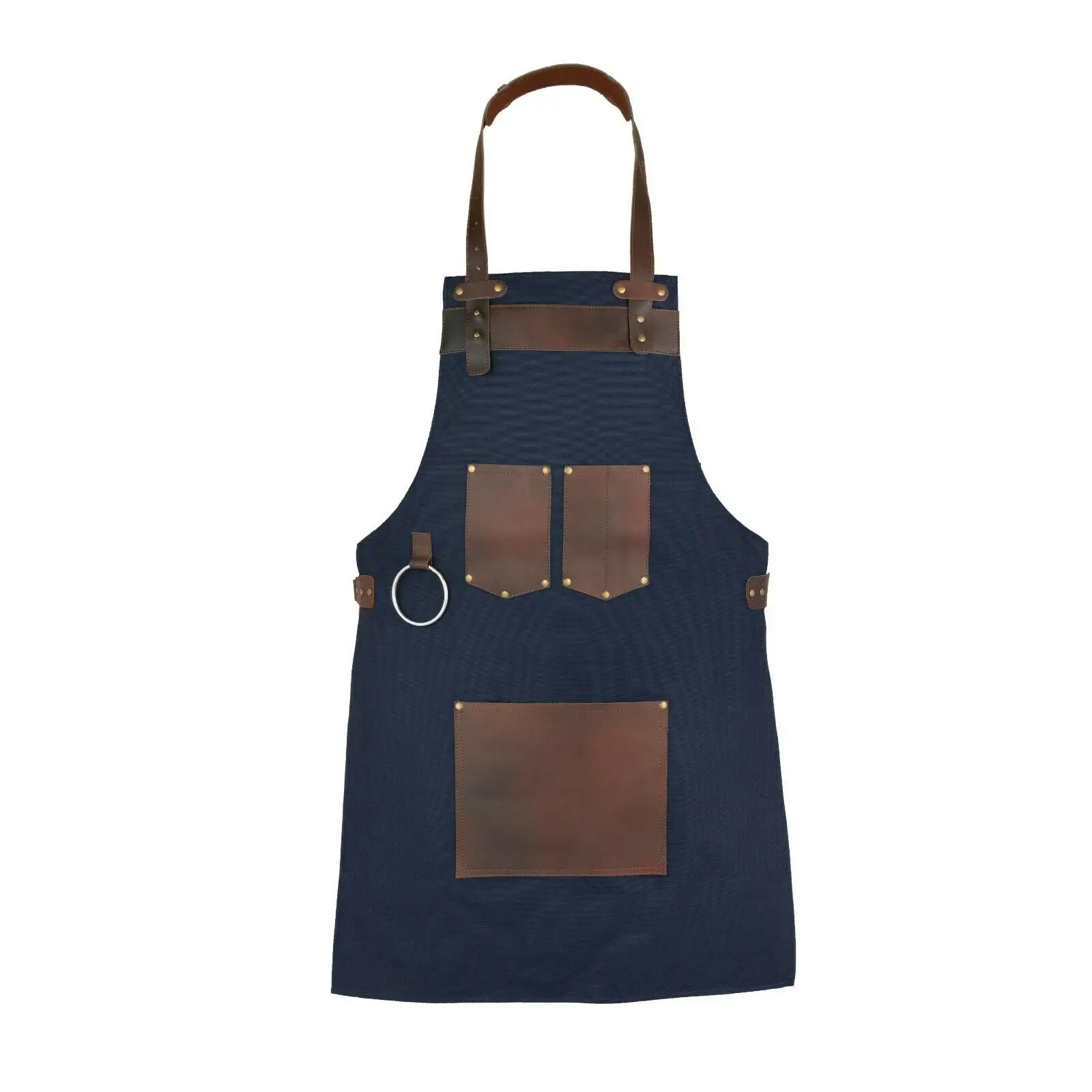 Groothandel In Voorraad Comfortabele Haar Stylist Overalls Lederen Band Gewassen Canvas Polyester Keuken Koken Denim Schort