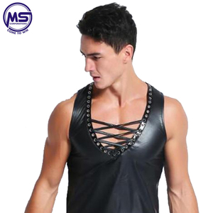 Custom <b>Black</b> Color <b>Men's</b> Fitness Gym <b>Tank</b> <b>Top</b> Summer Plain Blank Leather <b>Top</b> <b>Men's</b> Fashion Workout Wear - Product Image 5