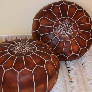 Handmade <b>Magic</b> <b>Set</b> of 2 Leather Poufs - Product Image 1