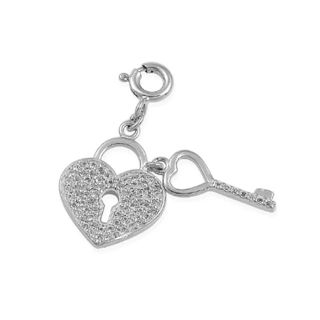 lovely little heart 925 sterling silver accessories Charm for wife in heart lock key shape pendant with American diamond