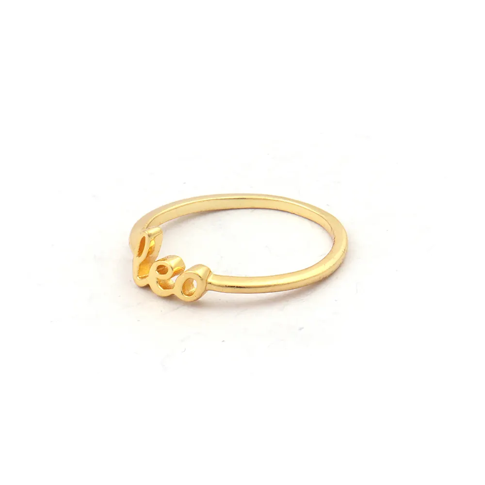 Gold Plated Brass Metal Lee Zodiac Alphabetic Ring Jewelry. For Office Use Function And Casual Party Jewellery. Mode Joyas R-188