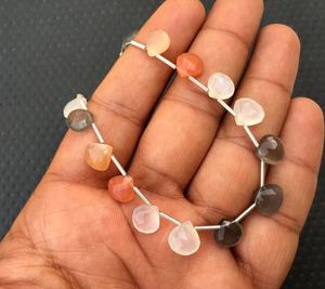 Natural Multi <b>Moonstone</b> 21 Pieces Faceted Heart Shape Briolette Beads for Jewelry Making <b>Bracelet</b> Necklace Earring - Product Image 2