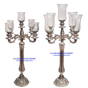 Candélabres hauts en argent pour centres de table de mariage Candélabres faits à la main au design élégant avec bol de fleurs Candélabres de décoration pour la maison - Product Image 4