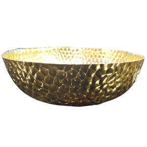 Bol décoratif rond en métal doré martelé Occasion d'hôtel de mariage de haute qualité Fabriqué en Inde Quantité en vrac Vente en gros à chaud - Product Image 3
