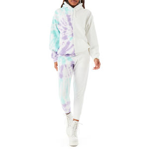 Personalizar logotipo y diseños Venta caliente Mujeres Cómodas Última moda Blanco Tie Dye Print Hoodies - Product Image 3