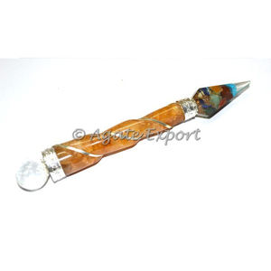 Vente en gros de baguettes pendulaires en pierre naturelle de jaspe rouge orgone pour la protection contre les CEM Bâtons de pierres précieuses de guérison - Product Image 1