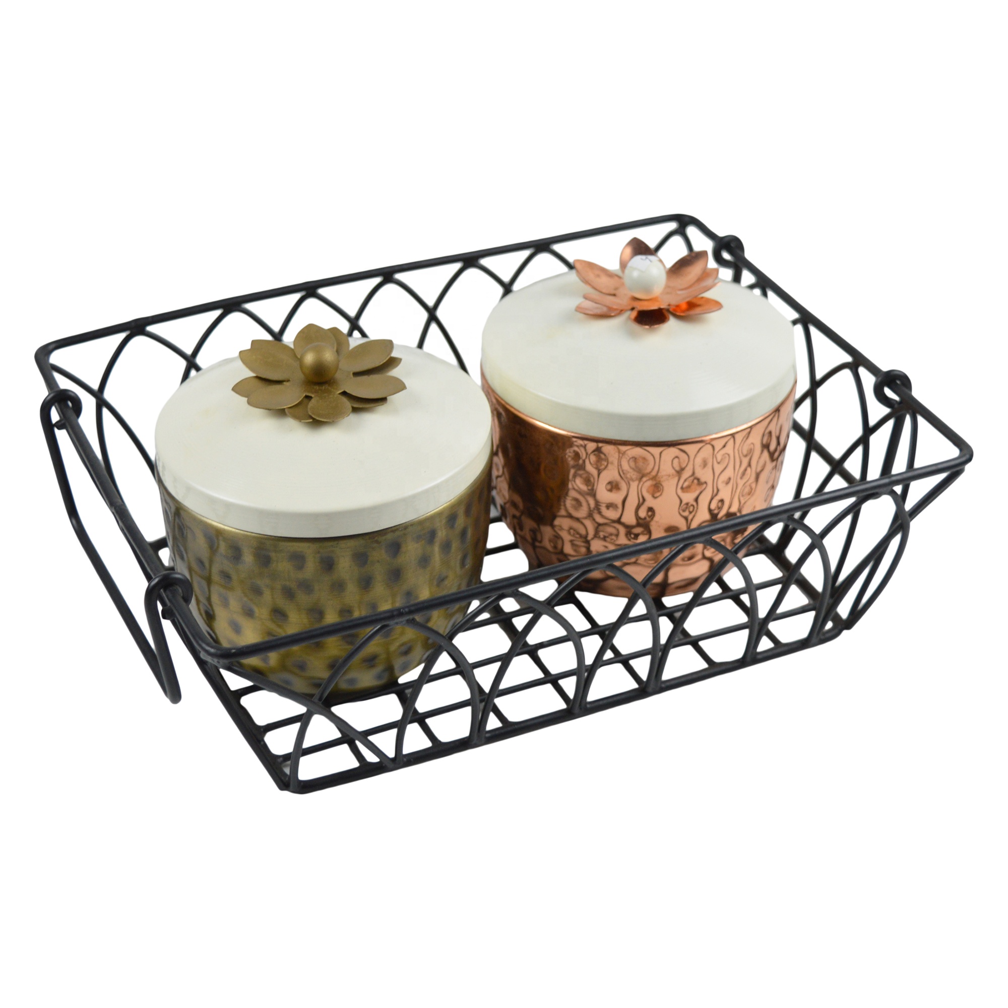 IGH Ciotola Per Frutta Secca Martellata Placcata Oro Con Coperchio - 10,2 Cm, Forma Vaso, Elegante Porta Confetti Per Matrimoni E Feste - 2