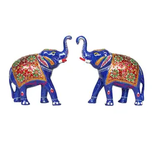 Metalen Handwerk Emaille Werken Indische Olifant Standbeelden Decoratie Beeldjes