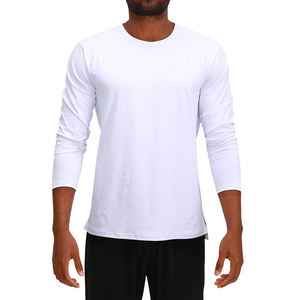 T-shirt à manches longues, de couleur unie, séchage rapide, pour le sport, le Fitness, la course, avec Logo personnalisé, vêtements d'entraînement, nouveauté - Product Image 3