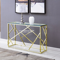 Table luxueuse d'entrée moderne, Table avec Console miroir et Hall d'hôtel en acier inoxydable, Table latérale de luxe