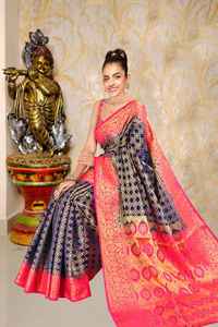 Party Put on Fashion Dressmaker Embroidered Silk Flower Layout Indian Women Put on Saree with Shirt Piece Wholesale Apparelgarment - Product Image 2