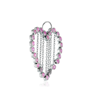 Bezel Set Ruby Gemstone Oxidized 925 <b>Silver</b> Designer Chain Tassel <b>Heart</b> Pendant <b>Necklace</b> Jewelry Wholesale - Product Image 3