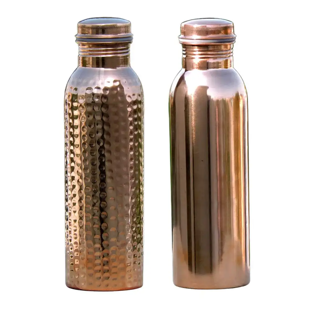 Set of 2 Pure Copper Water Bottles 1000 ML | Leak-Proof Ayurvedic Copper Water Bottle