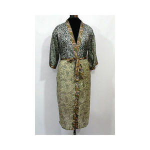 Latest New Design 2023 Silk <b>Kimono</b> Robes Japanese Silk Boho Printed <b>Kimono</b> Robe with Double Pocket and V Neck Design for <b>Women</b> - Product Image 1