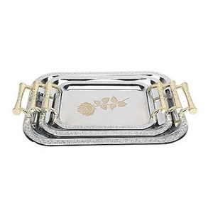 Plateau de service martelé en acier inoxydable, plateau de service en argent, plateaux de service modernes en métal personnalisés, nouvelle collection - Product Image 4