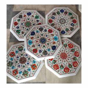 Latest Production White Marble Semi Precious <b>Stone</b> Inlay Designer <b>Table</b> <b>Tops</b> - Product Image 1