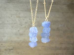 Hermosa tanzanita Natural crudo de Diciembre de piedra de cristal de collar de plata de ley 92,5 20 "de largo al por mayor - Product Image 4