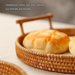 PLATEAU DE SERVICE ROND EN ROTIN DU VIETNAM AVEC POIGNÉES/PLATEAU ALIMENTAIRE ROND EN ROTIN BRUN DE HAUTE QUALITÉ/Mme Laura - Product Image 4