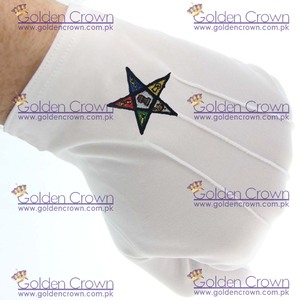 Masonic Regalia OES Orden DE LA Estrella del Este 100% Guantes de algodón | Guantes de desfile masónico Ceremonia del proveedor 2017 Regular GC - Product Image 4