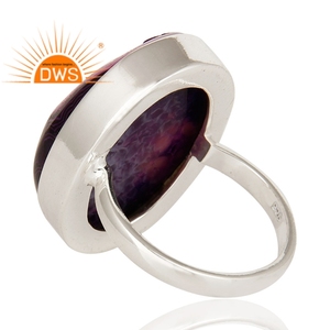 <b>Chunky</b> Oval Purple Druzy Gemstone <b>Ring</b> Solid 925 Sterling Fine <b>Silver</b> Girls <b>Ring</b> Jewelry Manufacturer Classic Collection - Product Image 3