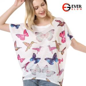 T-shirt à manches courtes pour femmes, imprimé papillon, ample, design personnalisé - Product Image 1