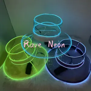 Rave Neon-sombrero vaquero transparente para fiesta, gorra de Cowboy para iluminar, hecho a mano