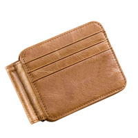 Penjepit Uang Kulit Asli Berkualitas Tinggi Model Slim RFID Zipper Vintage Custom Grosir dengan Logo dan Warna Sesuai Pesanan