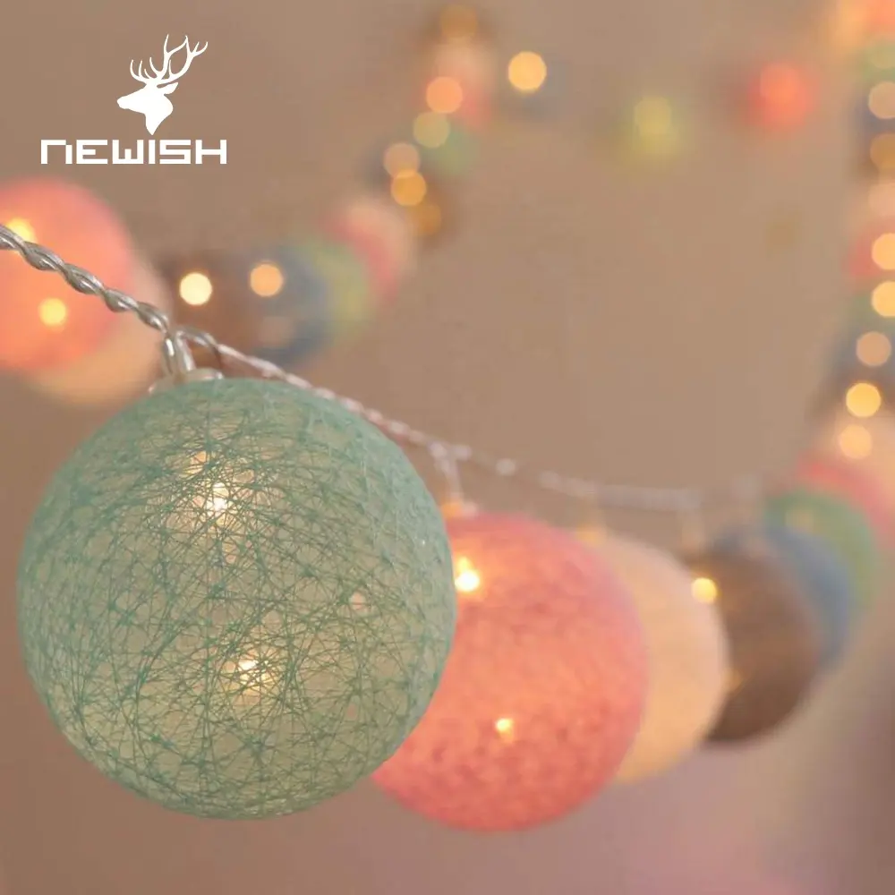 Newish USB or Battery Powered Cotton Ball Fairy String Lights Decoration for Christmas Bedroom Wedding Party