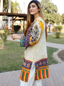Vestido de Algodón de Alta Calidad con Estampado Digital en Seda, Viscosa, Lino y Rayón, Kurti Informal para Mujer, Diseño 2021 - Product Image 2